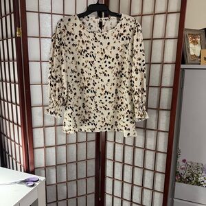 Women's Cream Leopard Print Blouse PTP 23 inches